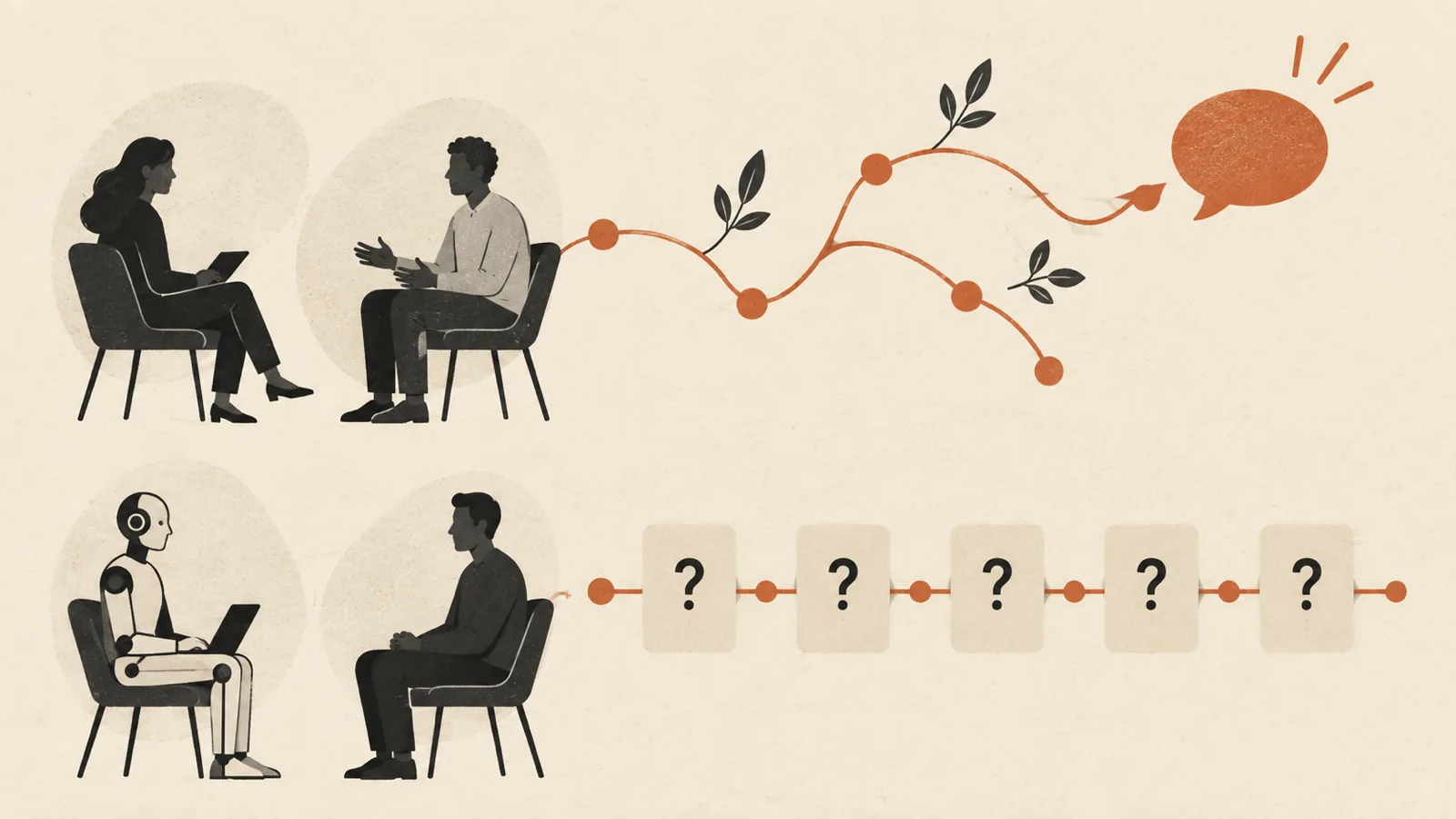 Illustration for Adaptive Probing, Not Standardization: Splitting the Information Side of the AI-Interview Effect
